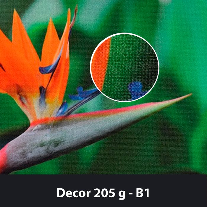 Decor 205g palosuojattu polyesteri kangas.