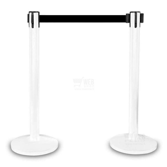 Quick-Up Belt Barrier - White Black - rajaustolppa nauhalla