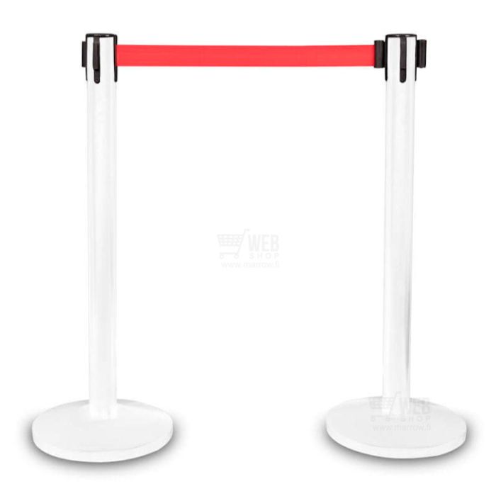 Quick-Up Belt Barrier - White Red - rajaustolppa nauhalla