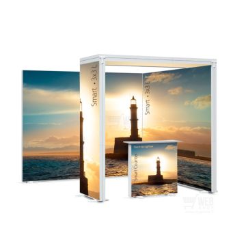 Quick-Up Lightbox - Smart 3x3 L / Top taustavalaistu messuosasto