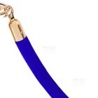 Sininen velour-rajausköysi, kullan värisillä heloilla.