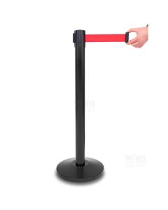 Quick-Up Belt Barrier - Black - rajaustolppa punaisella nauhalla