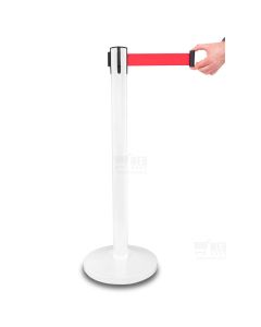Quick-Up Belt Barrier - White Red - rajaustolppa punaisella nauhalla