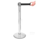 Quick-Up Belt Barrier - Chrome - rajaustolppa mustalla nauhalla