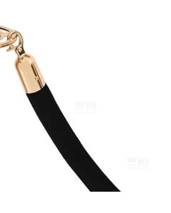 Musta velour-rajausk&ouml;ysi, kullan v&auml;risill&auml; heloilla.