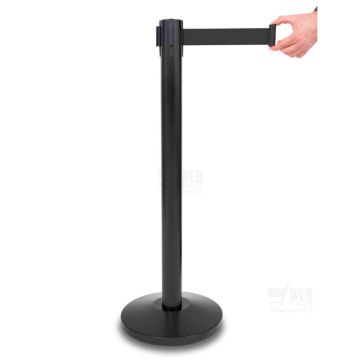 Quick-Up Belt Barrier - Black - rajaustolppa mustalla nauhalla