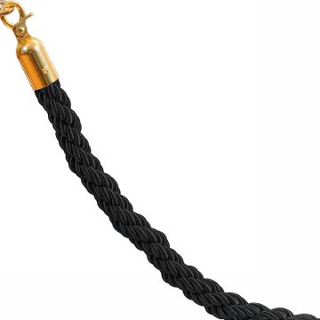 Punottu rajausköysi - musta kullanvärisillä lukoilla